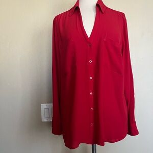 Express Vibrant Red /Rust Blouse